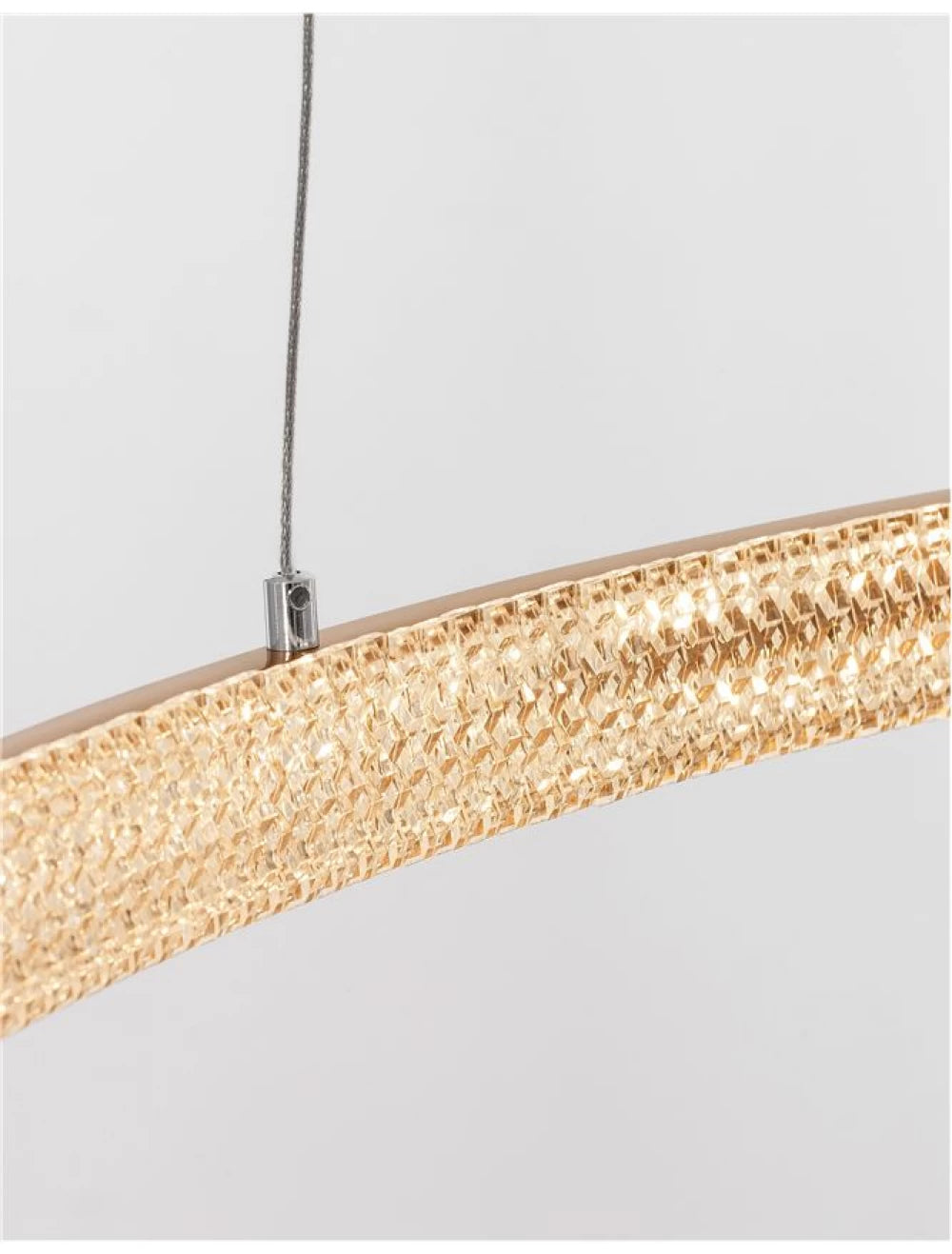 Lustra structura din Aluminiu Auriu antichizat si abajur din Acrilic Transparent H120xL60cm IP20 35W 2264lm 3000k PRESTON