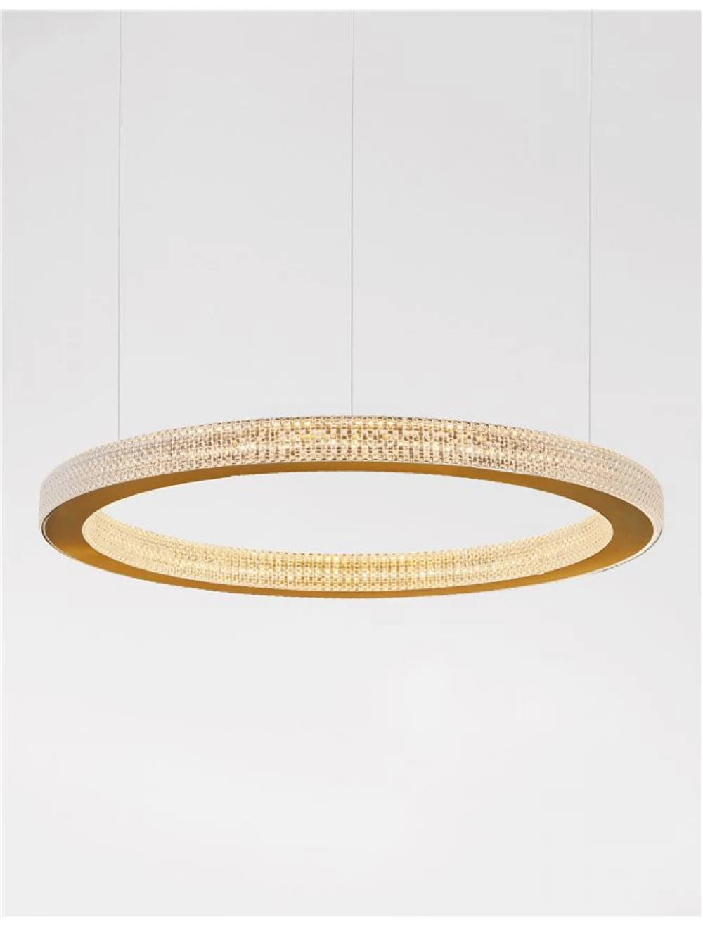 Lustra structura din Aluminiu Auriu antichizat si abajur din Acrilic Transparent H120xL60cm IP20 60W 3530lm 3000k FIORE