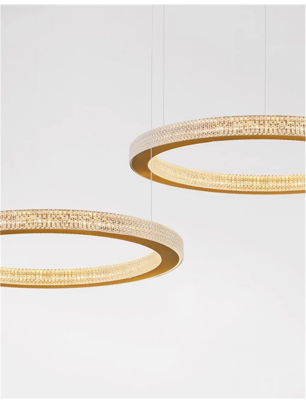 Lustra structura din Aluminiu Auriu antichizat si abajur din Acrilic Transparent H120xL60cm IP20 60W 3530lm 3000k FIORE