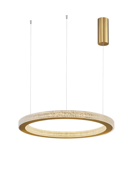Lustra structura din Aluminiu Auriu antichizat si abajur din Acrilic Transparent H120xL60cm IP20 60W 3530lm 3000k FIORE