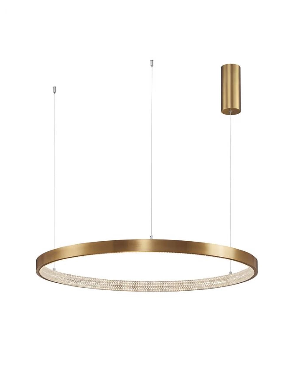 Lustra structura din Aluminiu Auriu antichizat si abajur din Acrilic Transparent H120xL80cm IP20 49W 2727lm 3000k PRESTON