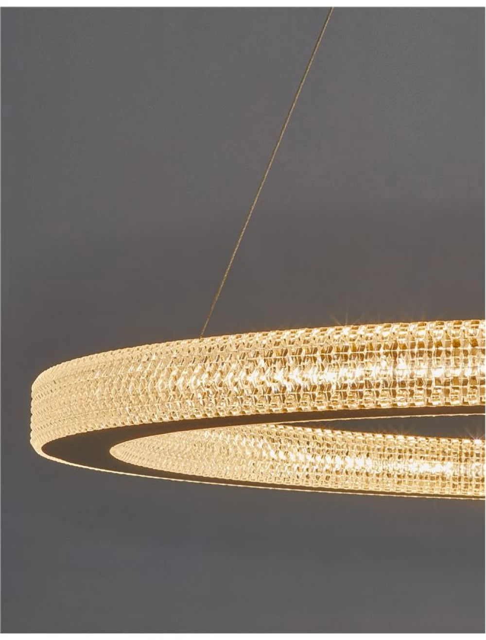 Lustra structura din Aluminiu Auriu antichizat si abajur din Acrilic Transparent H120xL80cm IP20 80W 4452lm 3000k FIORE