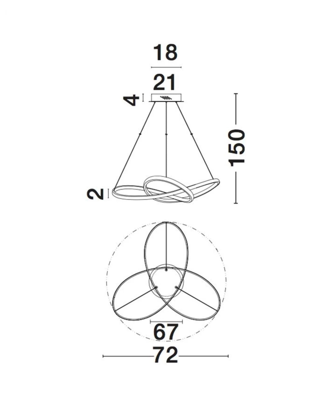Lustra structura din Aluminiu Auriu si abajur din Acrilic Alb H150xL72cm IP20 53W 4081lm 3000k FUSION