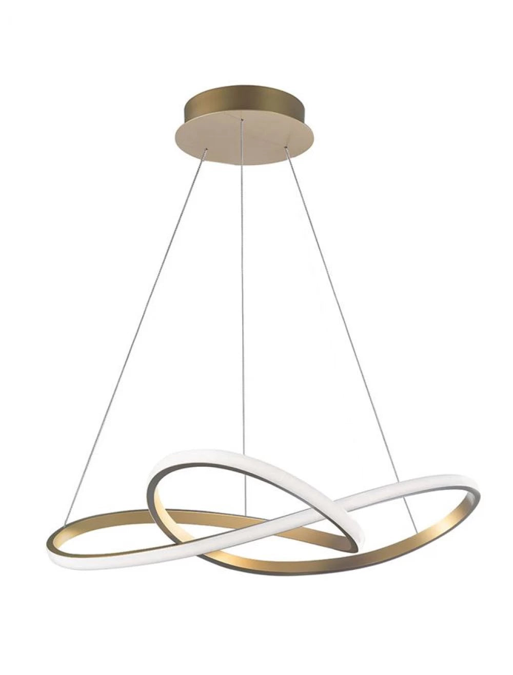 Lustra structura din Aluminiu Auriu si abajur din Acrilic Alb H150xL72cm IP20 53W 4081lm 3000k FUSION