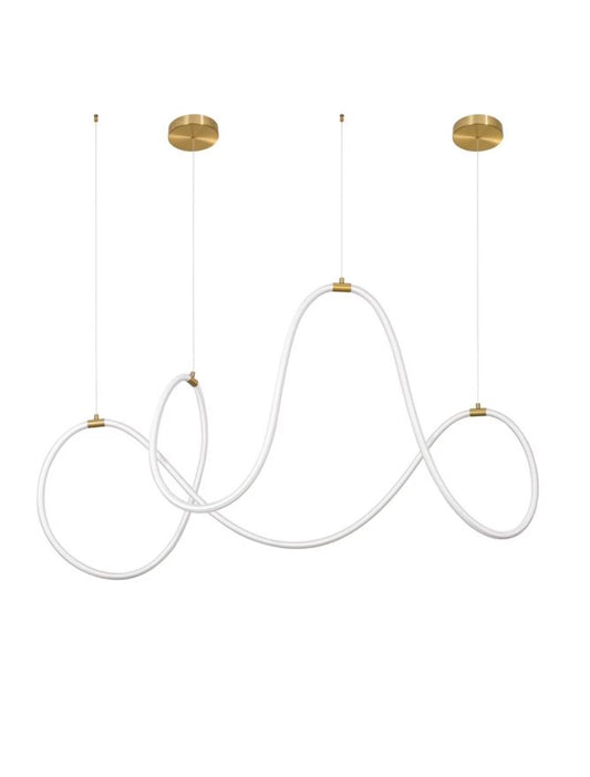 Lustra structura din Metal Auriu si abajur din Silicon Alb H120xL150cm IP20 56W 3189lm 3000k CERELIA