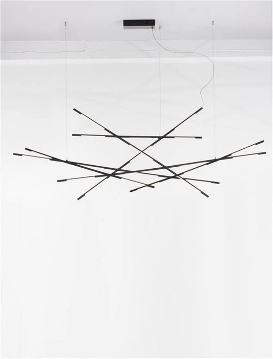 Lustra structura din Metal Negru si abajur din Acrilic Alb H200xL180.5cm IP20 109W 6868lm 3000k RACCIO
