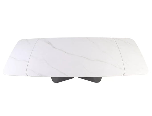 Masa extensibila din Ceramica Alb cu efect de marmura si Metal Negru L160-240xH75cm Armando