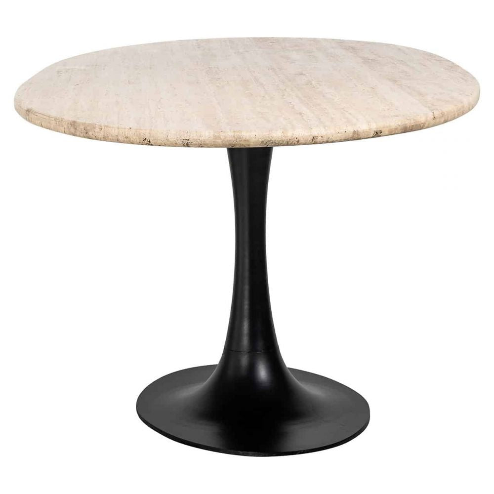 Masa Ovala de 8-10 persoane din Travertin Bej si Metal Negru L230xH78cm Hampton Richmond Interiors