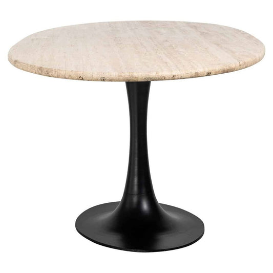 Masa Ovala de 8-10 persoane din Travertin Bej si Metal Negru L230xH78cm Hampton Richmond Interiors