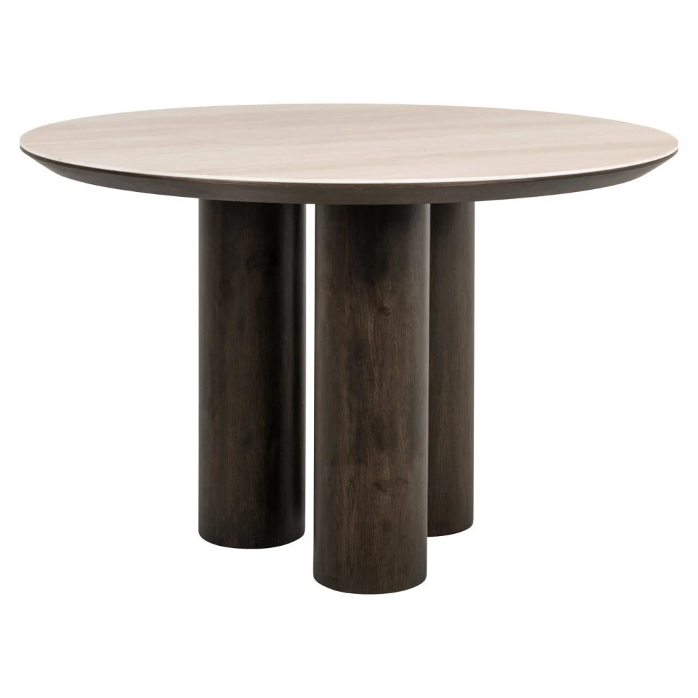Masa rotunda din Furnir de stejar Maro si Ceramica Bej D120xH76cm Ritz Richmond Interiors