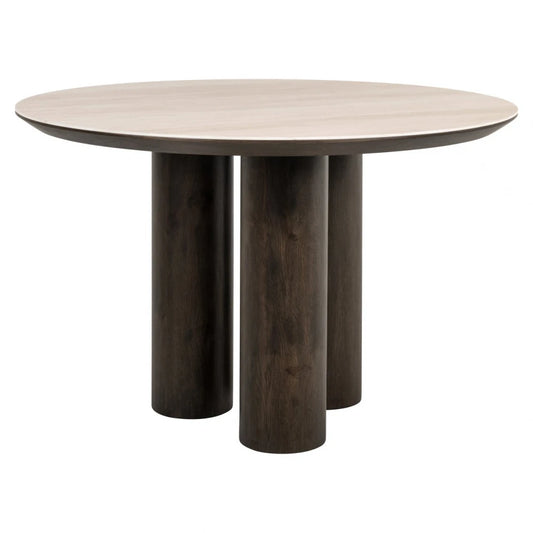 Masa rotunda din Furnir de stejar Maro si Ceramica Bej D120xH76cm Ritz Richmond Interiors