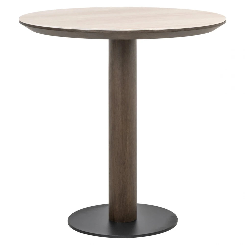 Masa rotunda din Furnir de stejar Maro si Ceramica Bej D75xH75cm Ritz Richmond Interiors