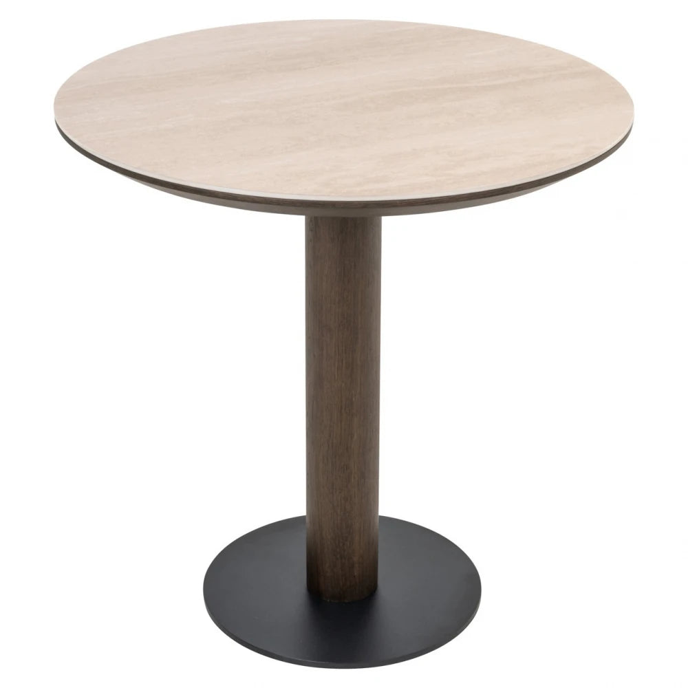 Masa rotunda din Furnir de stejar Maro si Ceramica Bej D75xH75cm Ritz Richmond Interiors