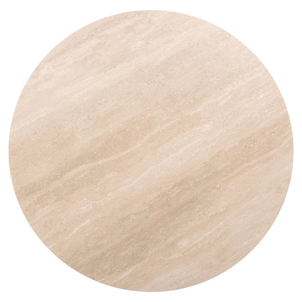 Masa rotunda din Furnir de stejar Maro si Ceramica Bej D75xH75cm Ritz Richmond Interiors