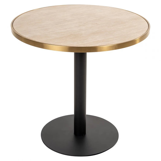 Masa rotunda din Otel inoxidabil Negru si Marmura artificiala Bej H75xD80cm Brazza
