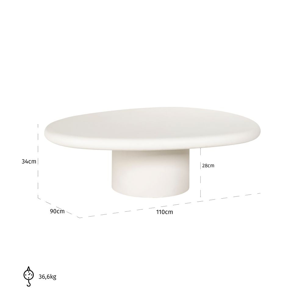 Masuta de cafea Asimetrica din MDF Alb L110xH34cm Bloomstone Richmond Interiors