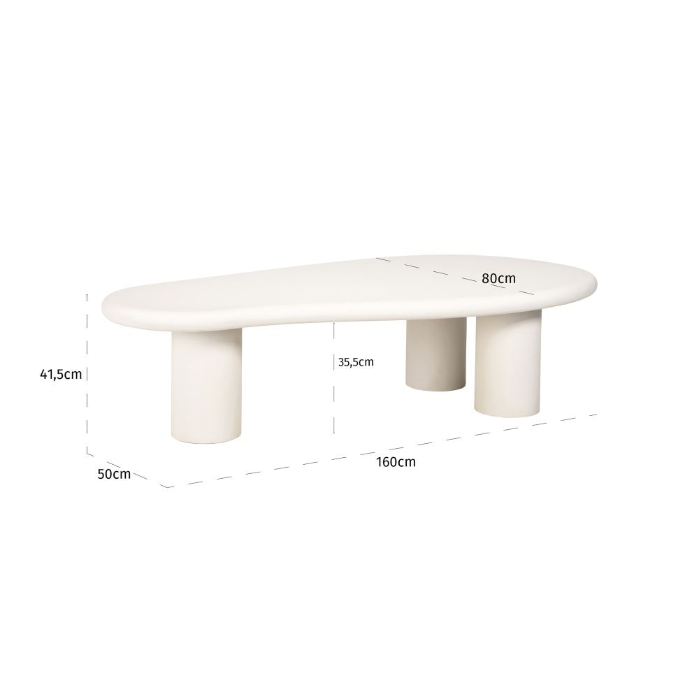 Masuta de cafea Asimetrica din MDF Alb L160xH42cm Bloomstone Richmond Interiors