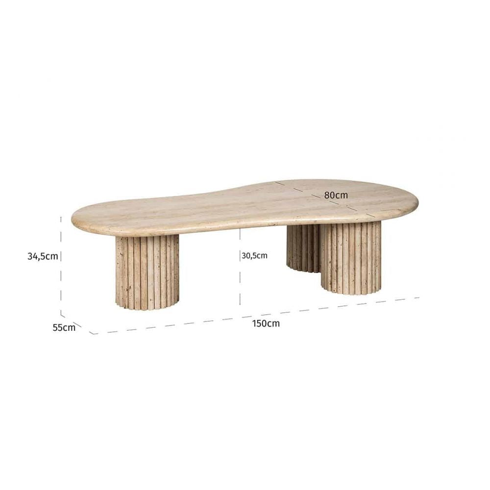 Masuta de cafea Asimetrica din Travertin Bej L150xH36cm La Cantera Richmond Interiors