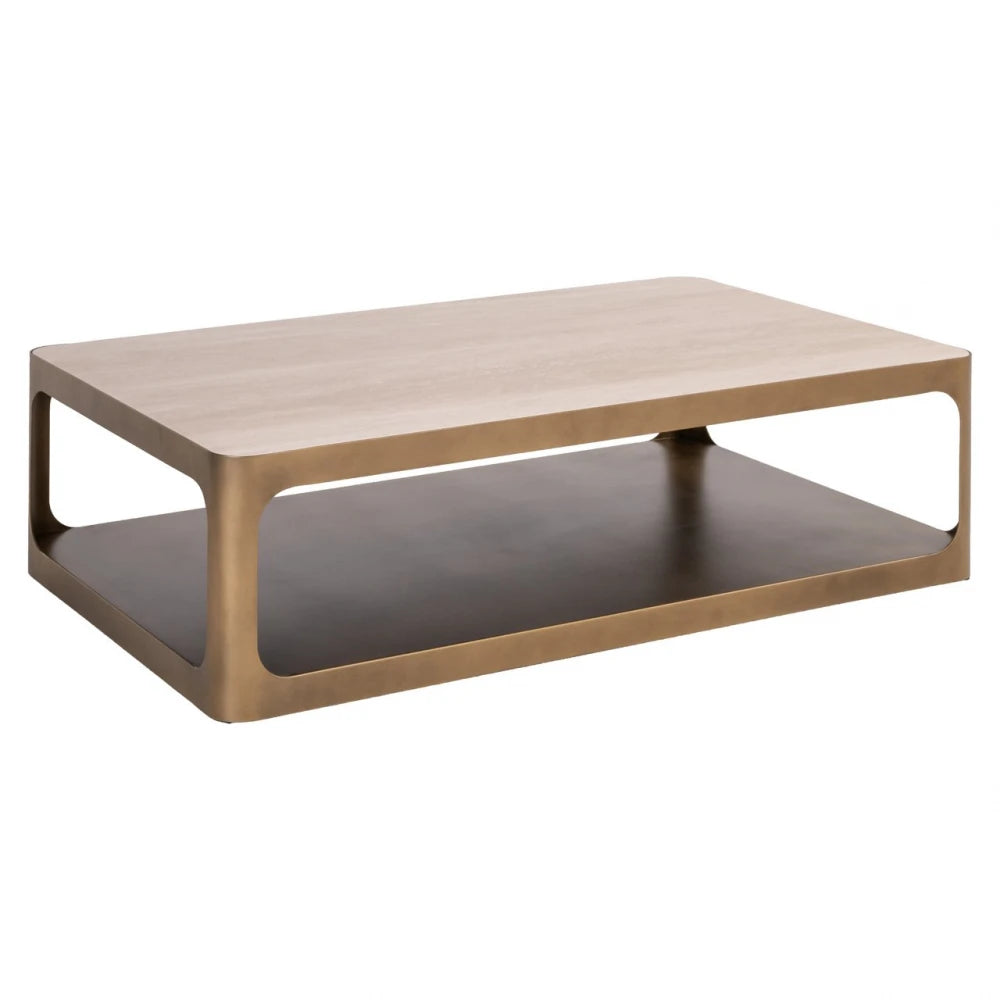 Masuta de cafea din Metal Alama si Ceramica/Sticla Bej/Negru L130xH35cm Claridge Richmond interiors