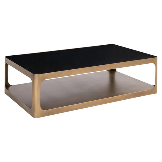 Masuta de cafea din Metal Alama si Ceramica/Sticla Bej/Negru L130xH35cm Claridge Richmond interiors