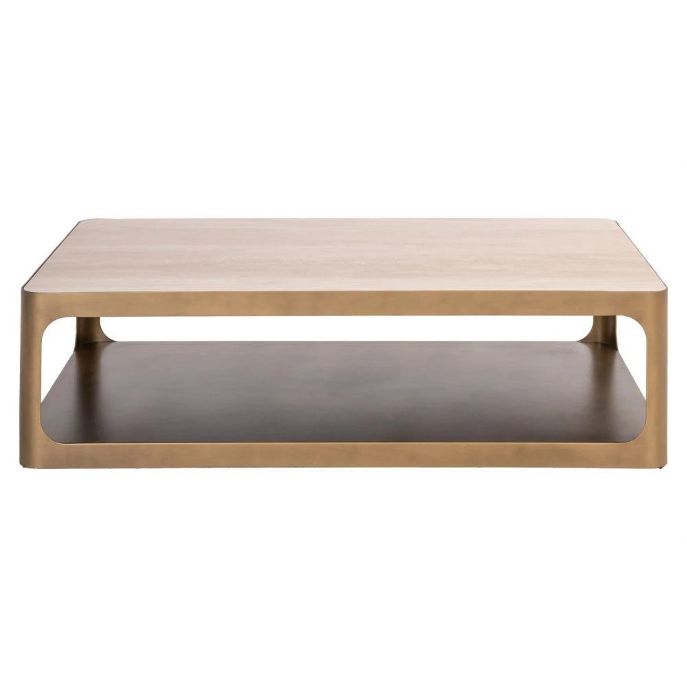 Masuta de cafea din Metal Alama si Ceramica/Sticla Bej/Negru L130xH35cm Claridge Richmond interiors