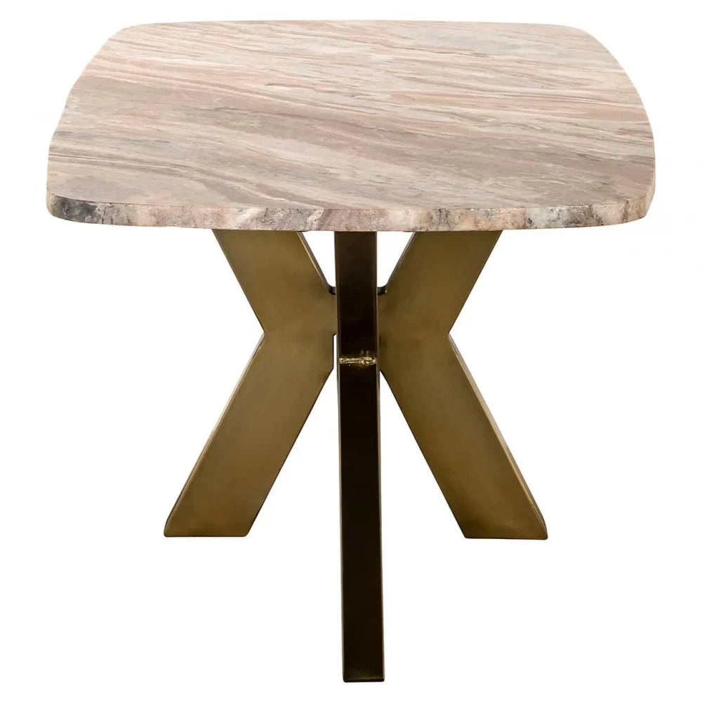 Masuta de cafea din Metal Alama si Marmura Multicolor H47xL120cm Bottega