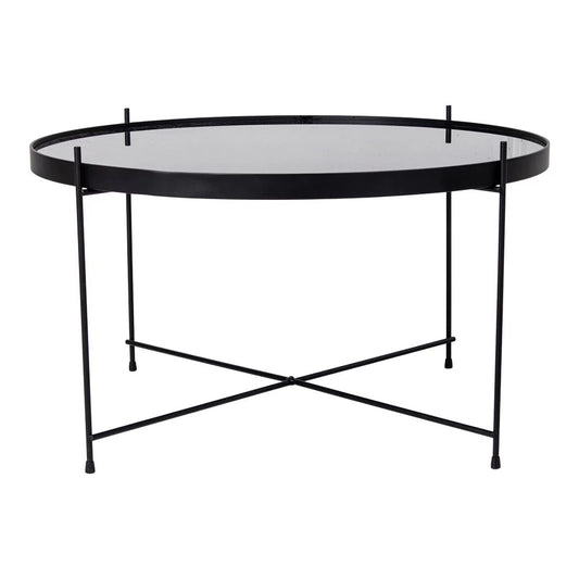 Masuta de cafea din Metal Negru si Sticla Negru D70xH40cm Venezia