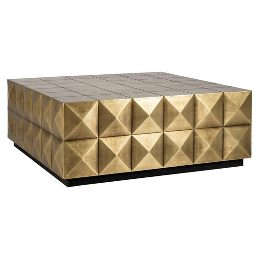 Masuta de cafea Patrata din Alama si MDF Auriu/Negru L90xH35cm Collada Richmond Interiors