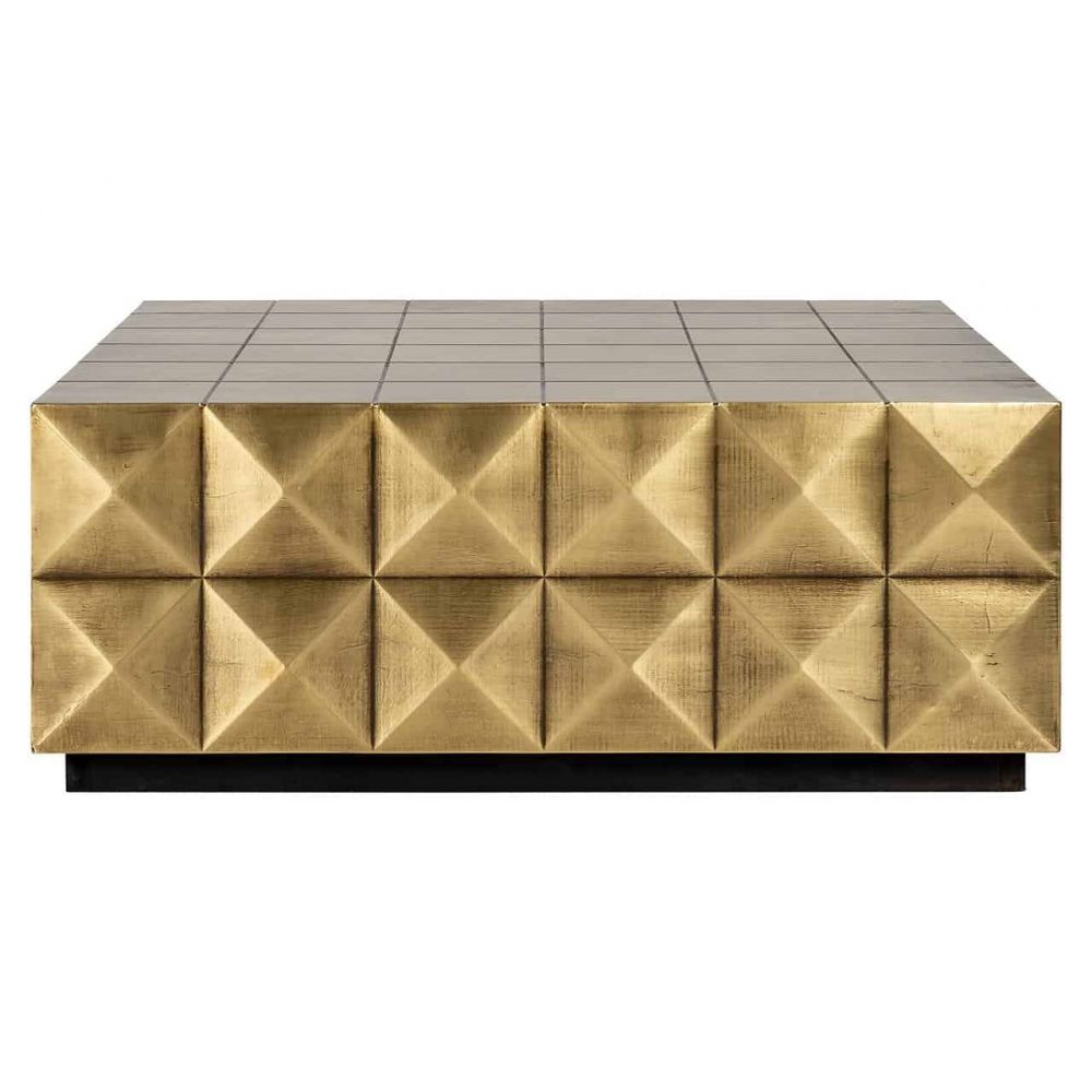 Masuta de cafea Patrata din Alama si MDF Auriu/Negru L90xH35cm Collada Richmond Interiors