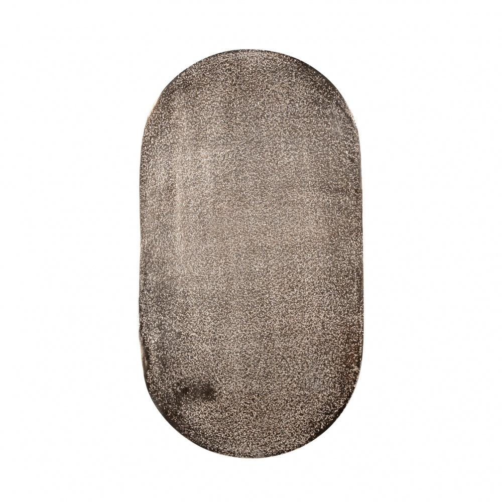 Masuta de colt Ovala din Metal si Aluminiu Negru/Bronz antichizat L51/57xH50/61cm Chandon Richmond Interiors