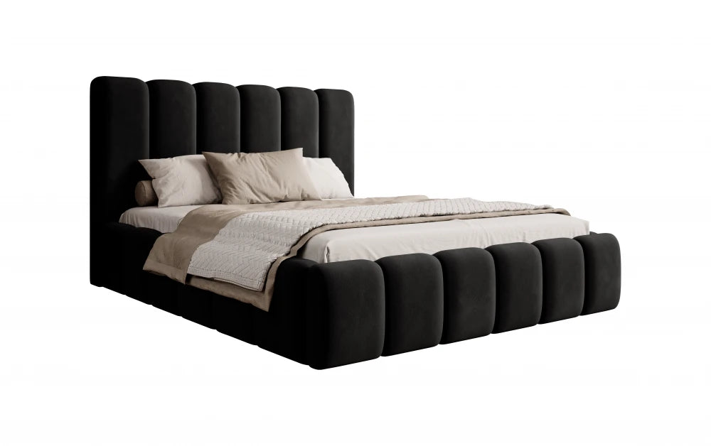 Pat 120 x 200 tapitat cu Catifea Magic velvet Negru Arden