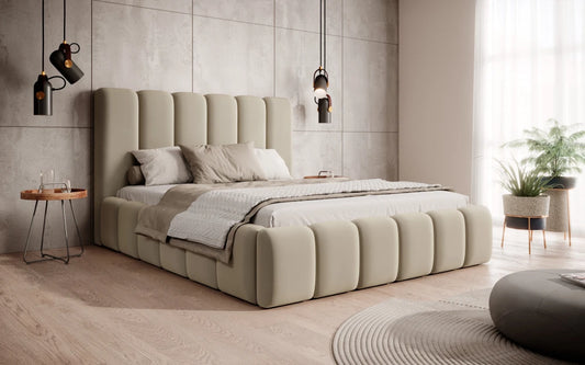 Pat 120 x 200 tapitat cu Catifea Monolith Bej Arden