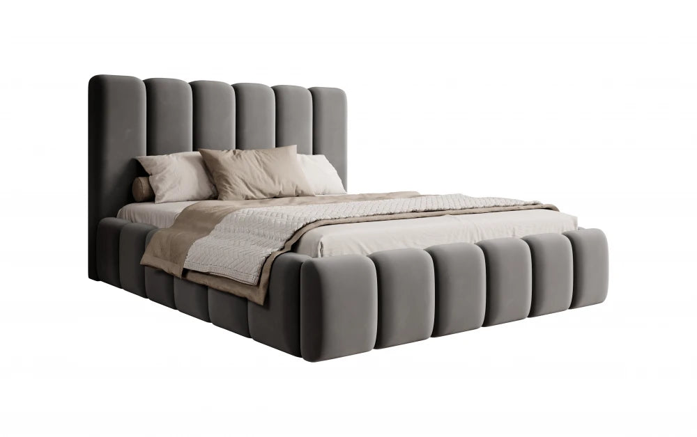 Pat 120 x 200 tapitat cu Catifea Monolith Gri Arden