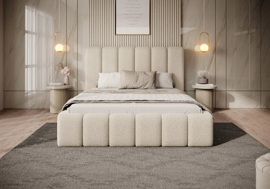 Pat 120 x 200 tapitat cu Stofa boucle Now or never Crem Arden