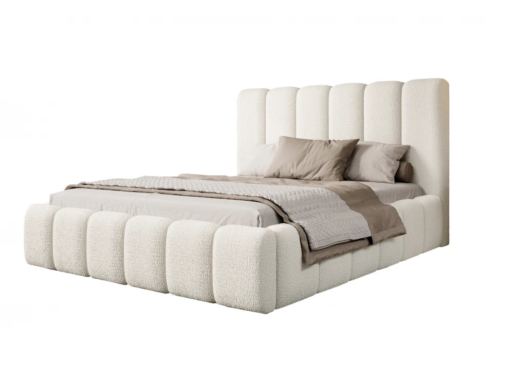Pat 140 x 200 tapitat cu Stofa boucle Abriamo Alb Arden