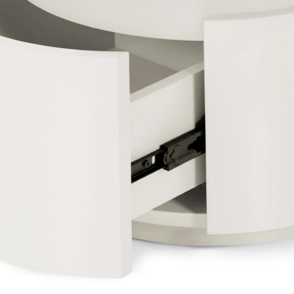 Noptiera rotunda cu 2 sertare Timeo de culoare alba L40xH50cm