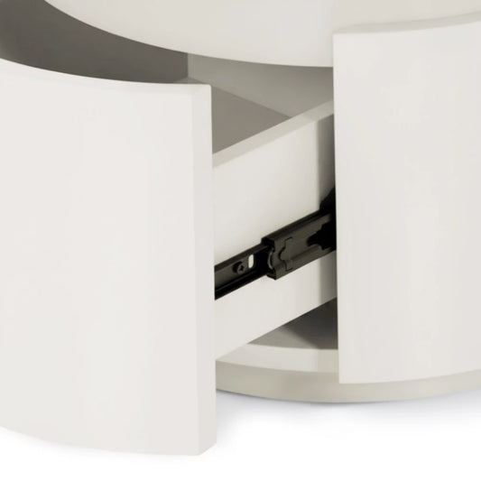 Noptiera rotunda cu 2 sertare Timeo de culoare alba L40xH50cm