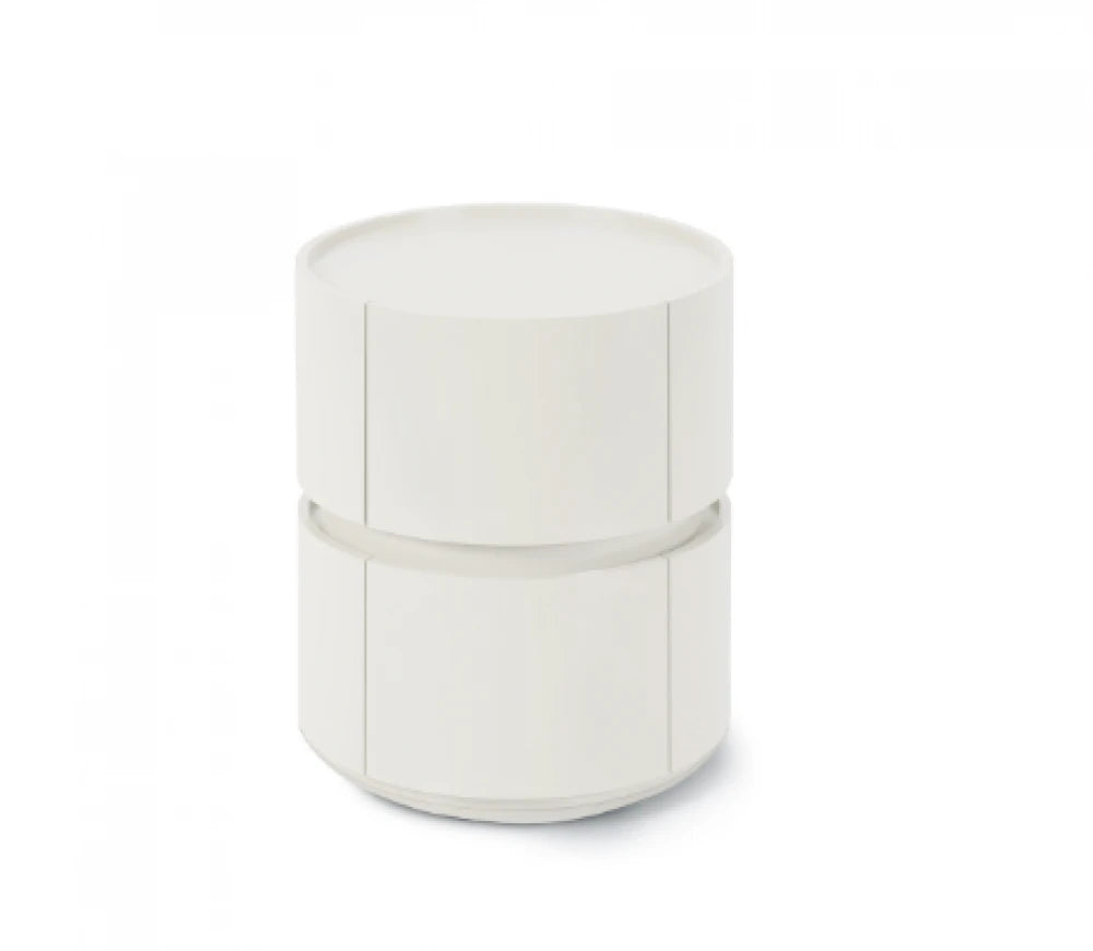 Noptiera rotunda cu 2 sertare Timeo de culoare alba L40xH50cm
