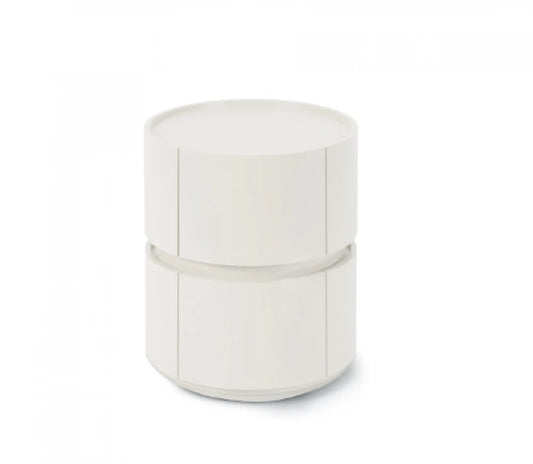Noptiera rotunda cu 2 sertare Timeo de culoare alba L40xH50cm