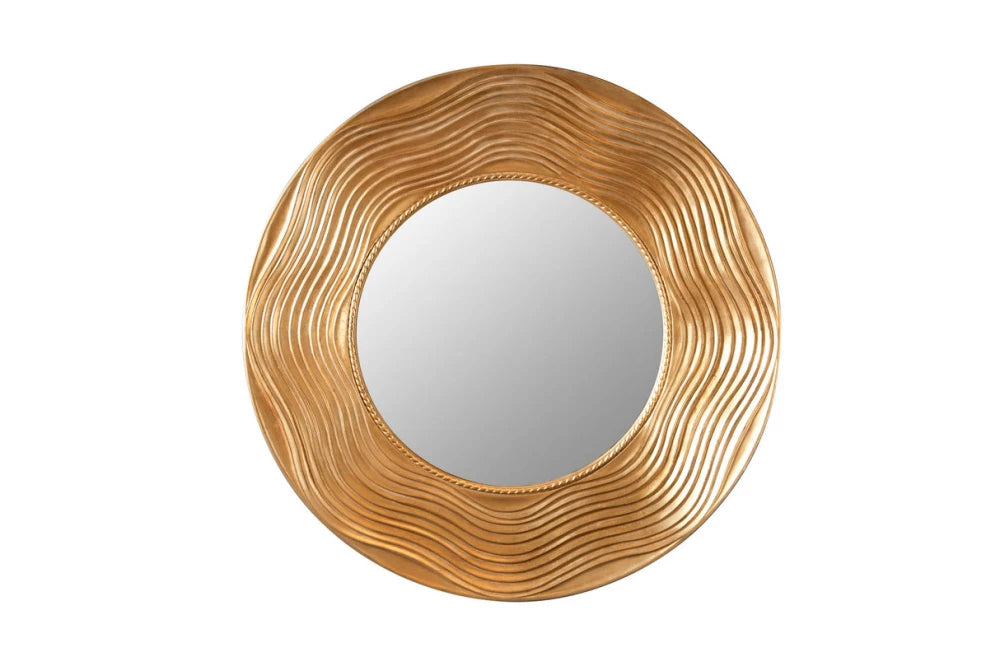 Oglinda cu rama din Lemn Auriu D100cm Circle