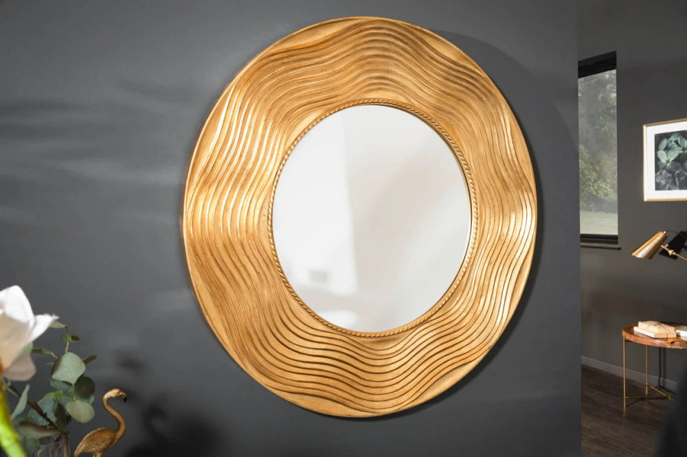 Oglinda cu rama din Lemn Auriu D100cm Circle