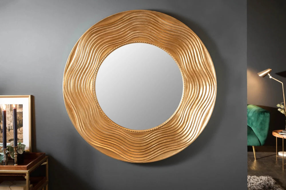 Oglinda cu rama din Lemn Auriu D100cm Circle