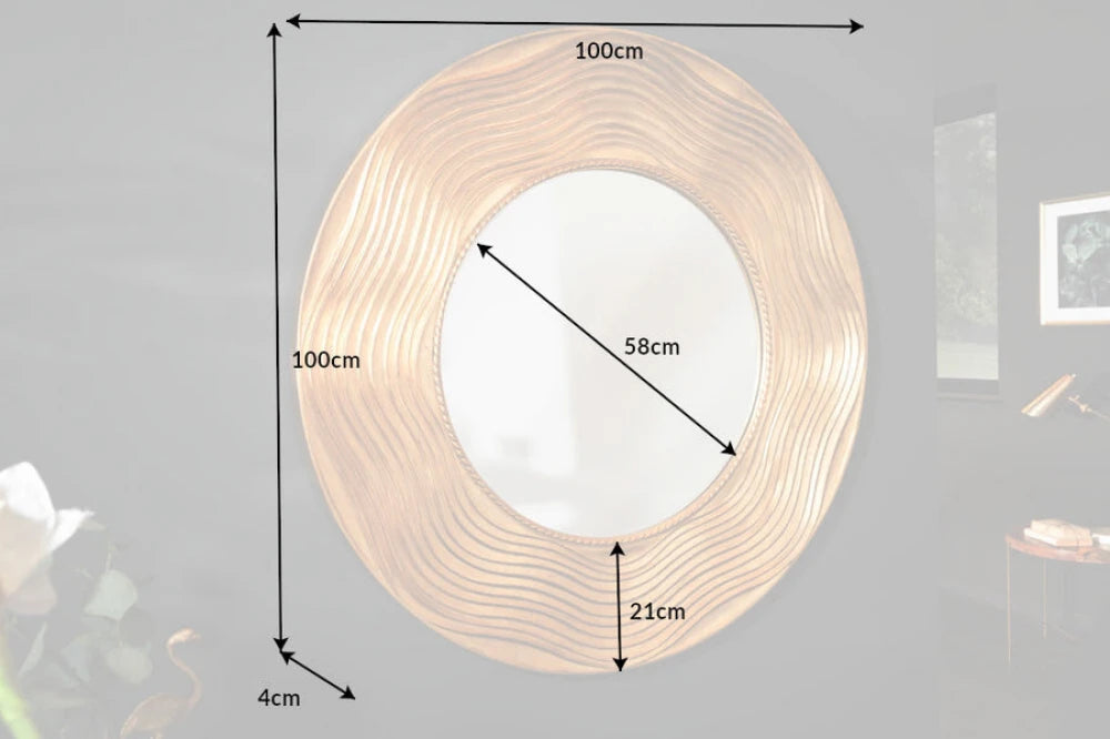 Oglinda cu rama din Lemn Auriu D100cm Circle