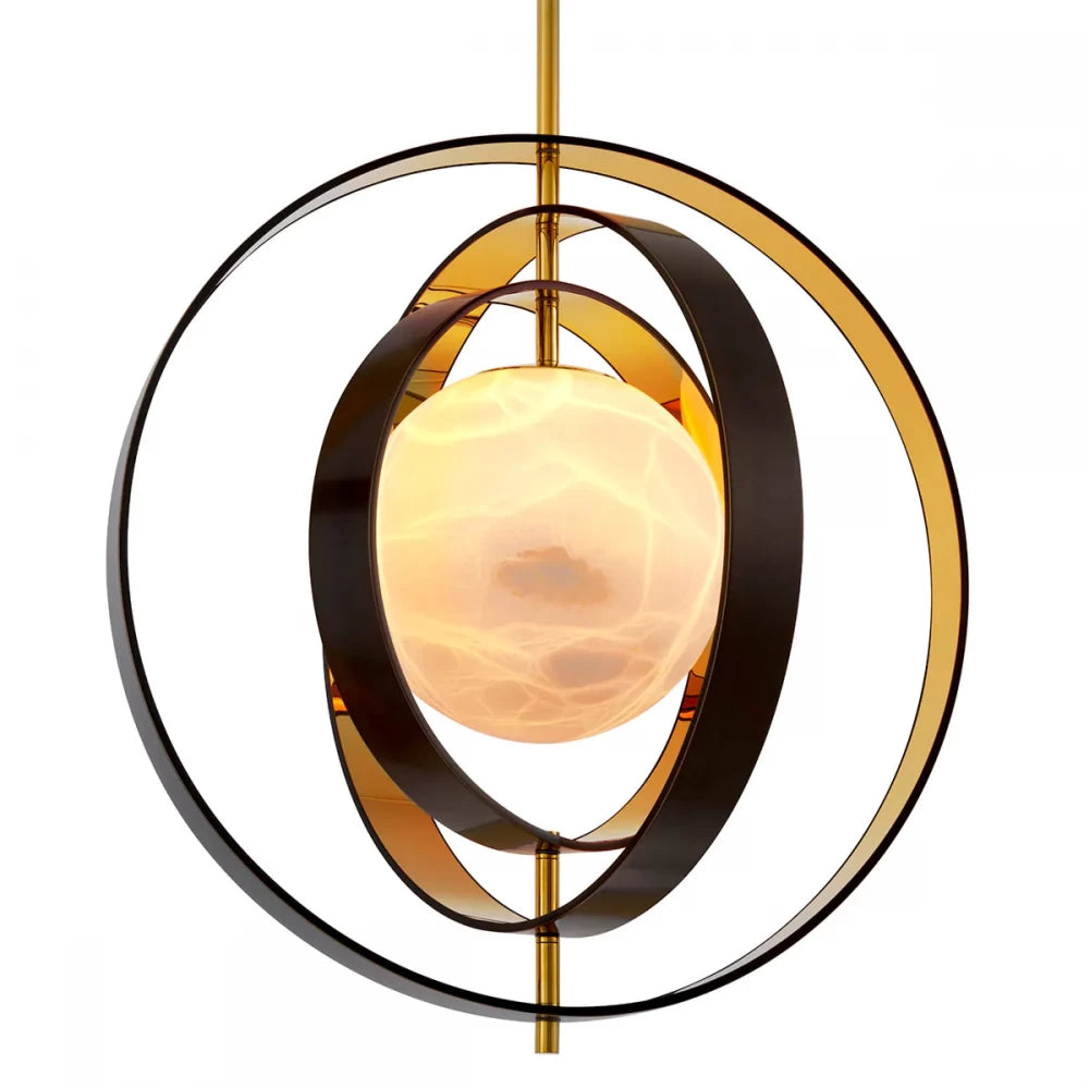 Pendul cu inaltime reglabila din Alabastru Alb/ Metal Bronz/Auriu cu 1 bec L70x57xH71.5cm Pearl