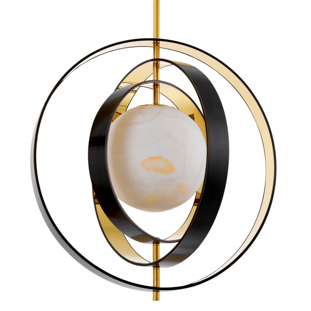 Pendul cu inaltime reglabila din Alabastru Alb/ Metal Bronz/Auriu cu 1 bec L70x57xH71.5cm Pearl