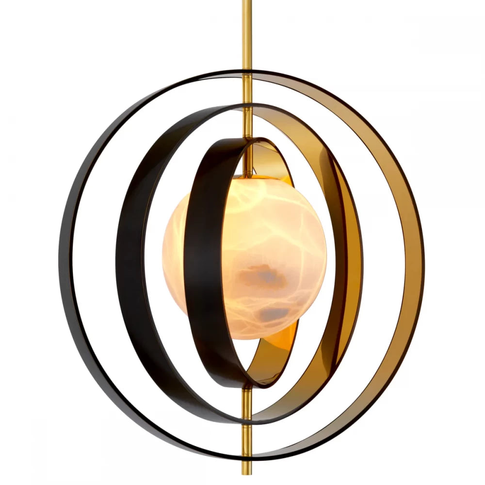 Pendul cu inaltime reglabila din Alabastru Alb/ Metal Bronz/Auriu cu 1 bec L70x57xH71.5cm Pearl
