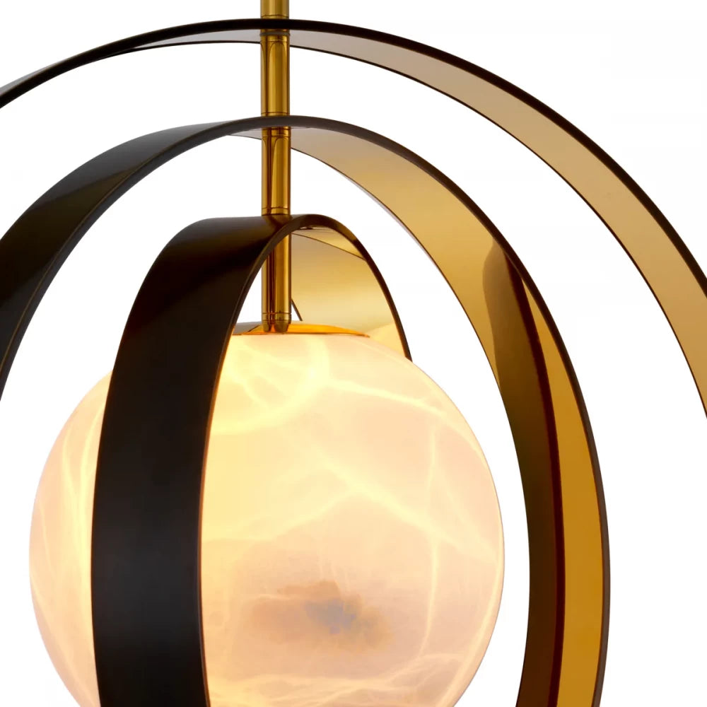 Pendul cu inaltime reglabila din Alabastru Alb/ Metal Bronz/Auriu cu 1 bec L70x57xH71.5cm Pearl