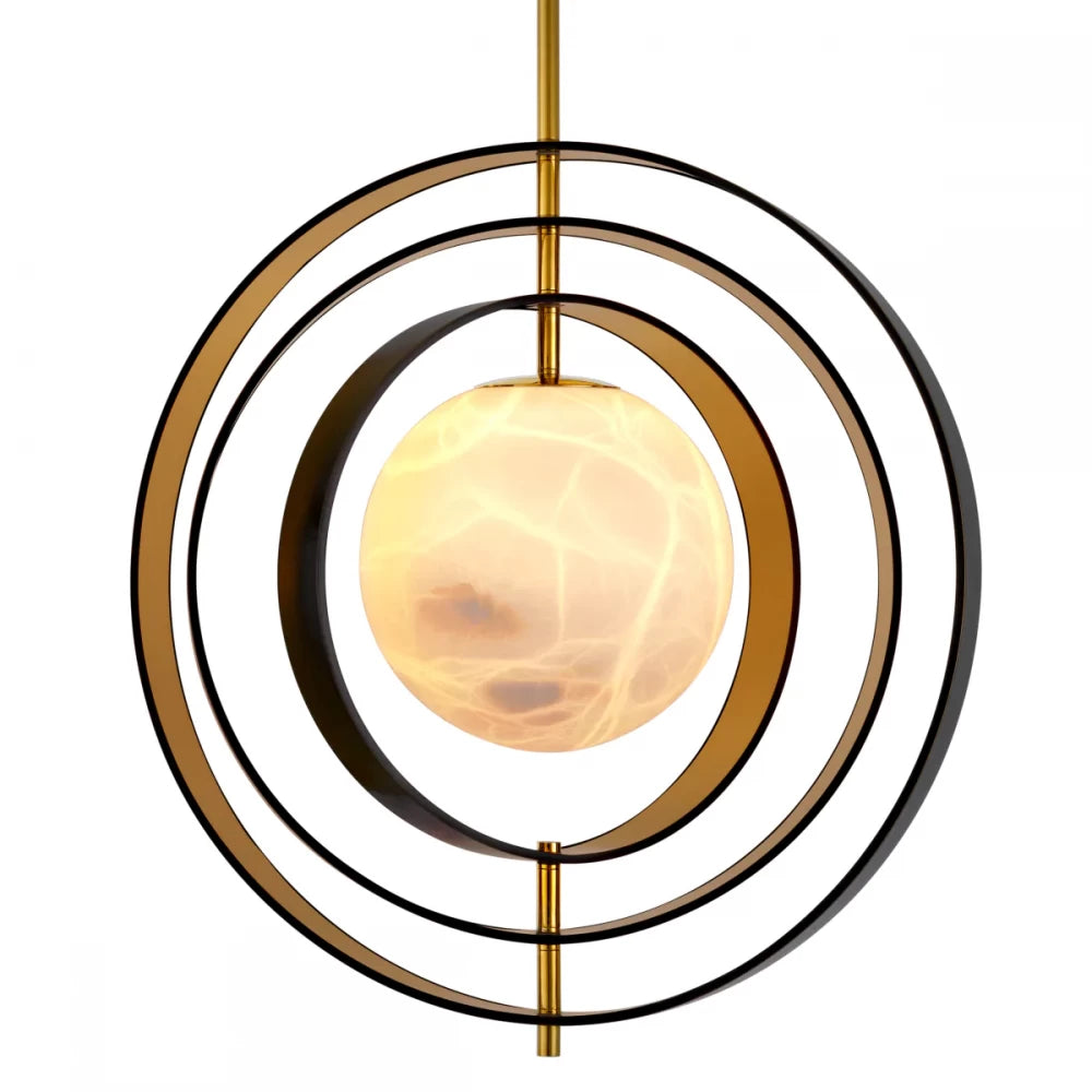 Pendul cu inaltime reglabila din Alabastru Alb/ Metal Bronz/Auriu cu 1 bec L70x57xH71.5cm Pearl