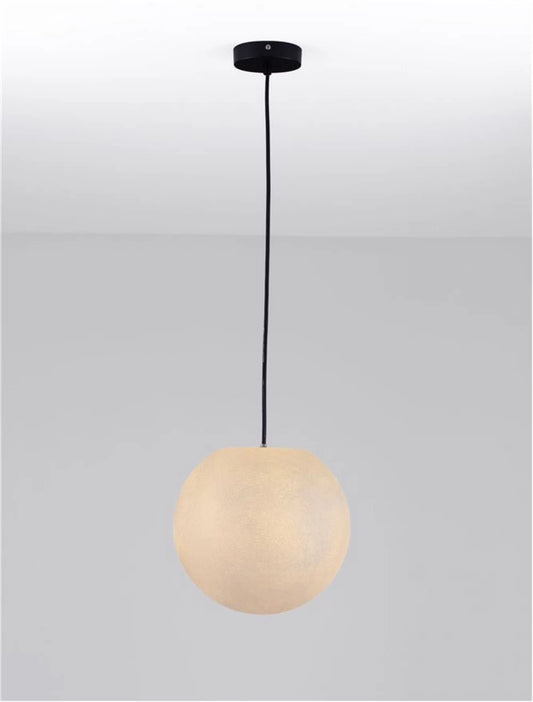 Pendul de exterior din metal Negru si Abajur din Fibra de rasina Alb H250xD30cm IP65 5W Moon