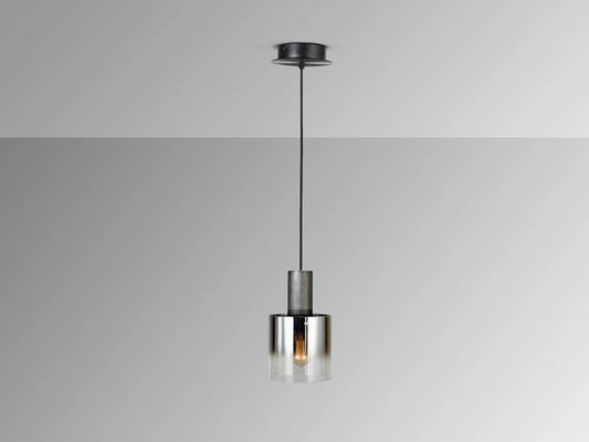 Pendul din Metal Negru si Sticla Fumuriu 20W D15xH160cm Venize